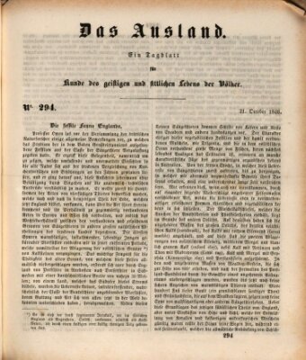 Das Ausland Mittwoch 21. Oktober 1846