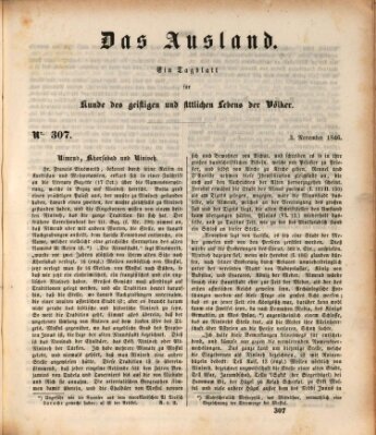 Das Ausland Dienstag 3. November 1846