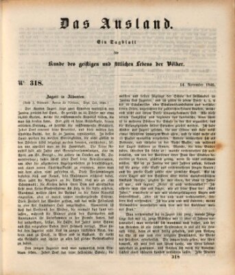 Das Ausland Samstag 14. November 1846