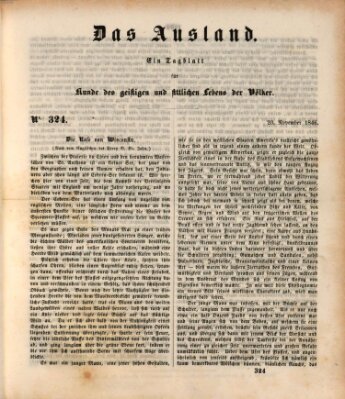 Das Ausland Freitag 20. November 1846