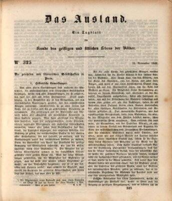 Das Ausland Samstag 21. November 1846