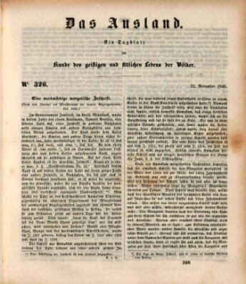 Das Ausland Sonntag 22. November 1846