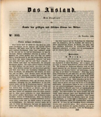 Das Ausland Sonntag 29. November 1846