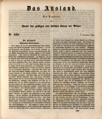 Das Ausland Samstag 5. Dezember 1846