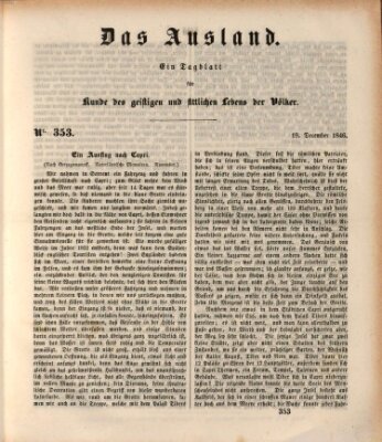 Das Ausland Samstag 19. Dezember 1846