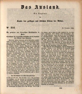 Das Ausland Sonntag 20. Dezember 1846