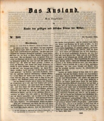 Das Ausland Samstag 26. Dezember 1846