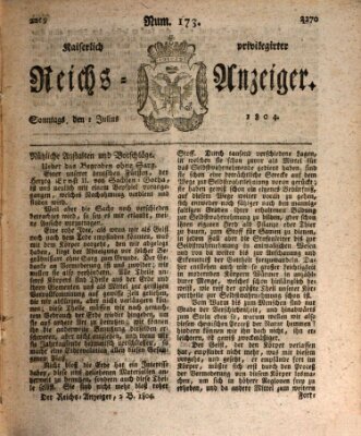 Kaiserlich privilegirter Reichs-Anzeiger (Allgemeiner Anzeiger der Deutschen) Sonntag 1. Juli 1804