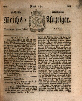 Kaiserlich privilegirter Reichs-Anzeiger (Allgemeiner Anzeiger der Deutschen) Donnerstag 12. Juli 1804