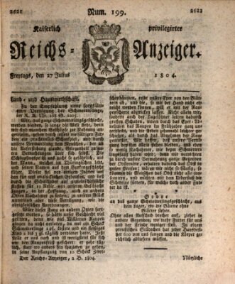 Kaiserlich privilegirter Reichs-Anzeiger (Allgemeiner Anzeiger der Deutschen) Freitag 27. Juli 1804