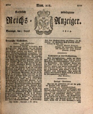 Kaiserlich privilegirter Reichs-Anzeiger (Allgemeiner Anzeiger der Deutschen) Sonntag 5. August 1804