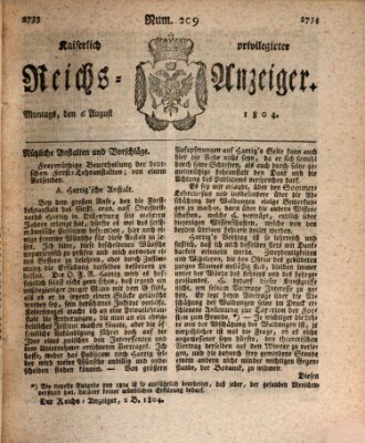 Kaiserlich privilegirter Reichs-Anzeiger (Allgemeiner Anzeiger der Deutschen) Montag 6. August 1804