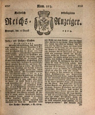 Kaiserlich privilegirter Reichs-Anzeiger (Allgemeiner Anzeiger der Deutschen) Freitag 10. August 1804