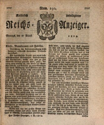 Kaiserlich privilegirter Reichs-Anzeiger (Allgemeiner Anzeiger der Deutschen) Montag 27. August 1804