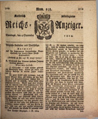 Kaiserlich privilegirter Reichs-Anzeiger (Allgemeiner Anzeiger der Deutschen) Dienstag 4. September 1804