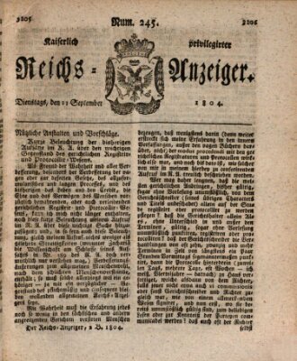 Kaiserlich privilegirter Reichs-Anzeiger (Allgemeiner Anzeiger der Deutschen) Dienstag 11. September 1804