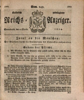 Kaiserlich privilegirter Reichs-Anzeiger (Allgemeiner Anzeiger der Deutschen) Samstag 15. September 1804