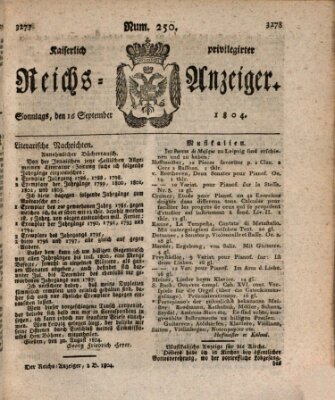 Kaiserlich privilegirter Reichs-Anzeiger (Allgemeiner Anzeiger der Deutschen) Sonntag 16. September 1804