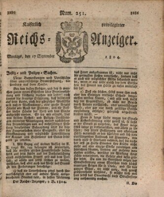 Kaiserlich privilegirter Reichs-Anzeiger (Allgemeiner Anzeiger der Deutschen) Montag 17. September 1804