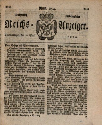 Kaiserlich privilegirter Reichs-Anzeiger (Allgemeiner Anzeiger der Deutschen) Donnerstag 20. September 1804