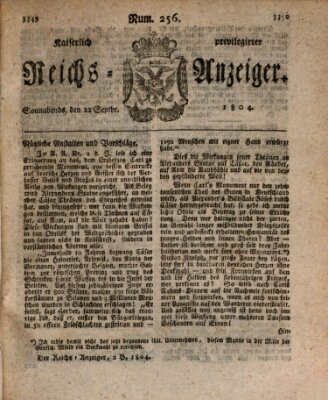 Kaiserlich privilegirter Reichs-Anzeiger (Allgemeiner Anzeiger der Deutschen) Samstag 22. September 1804