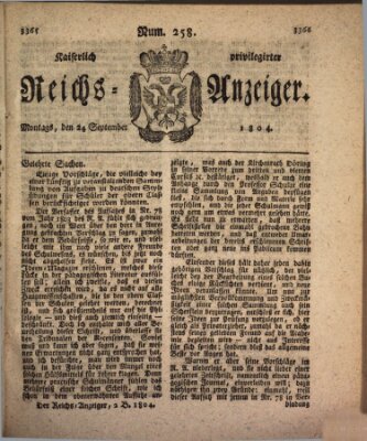 Kaiserlich privilegirter Reichs-Anzeiger (Allgemeiner Anzeiger der Deutschen) Montag 24. September 1804