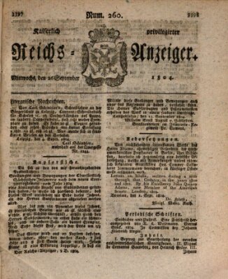 Kaiserlich privilegirter Reichs-Anzeiger (Allgemeiner Anzeiger der Deutschen) Mittwoch 26. September 1804