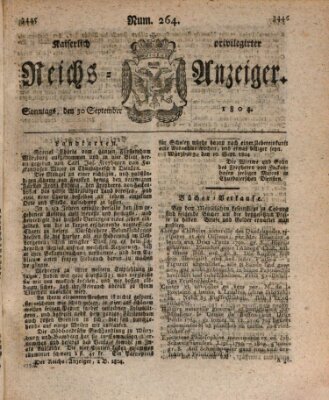 Kaiserlich privilegirter Reichs-Anzeiger (Allgemeiner Anzeiger der Deutschen) Sonntag 30. September 1804