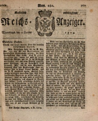 Kaiserlich privilegirter Reichs-Anzeiger (Allgemeiner Anzeiger der Deutschen) Dienstag 16. Oktober 1804