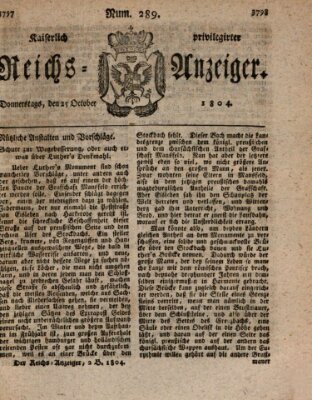 Kaiserlich privilegirter Reichs-Anzeiger (Allgemeiner Anzeiger der Deutschen) Donnerstag 25. Oktober 1804