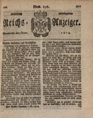 Kaiserlich privilegirter Reichs-Anzeiger (Allgemeiner Anzeiger der Deutschen) Samstag 3. November 1804