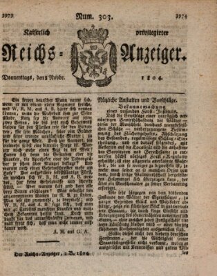 Kaiserlich privilegirter Reichs-Anzeiger (Allgemeiner Anzeiger der Deutschen) Donnerstag 8. November 1804