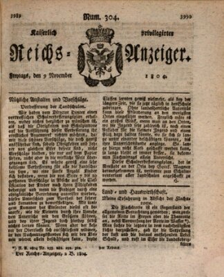 Kaiserlich privilegirter Reichs-Anzeiger (Allgemeiner Anzeiger der Deutschen) Freitag 9. November 1804