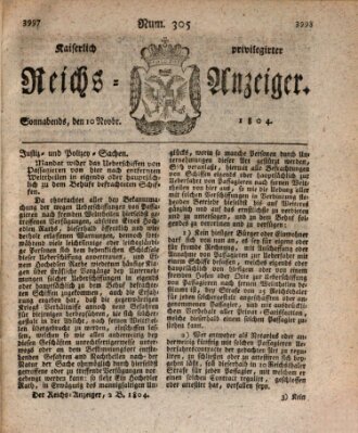Kaiserlich privilegirter Reichs-Anzeiger (Allgemeiner Anzeiger der Deutschen) Samstag 10. November 1804