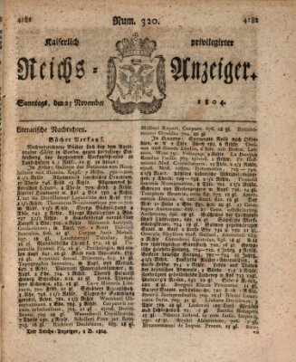 Kaiserlich privilegirter Reichs-Anzeiger (Allgemeiner Anzeiger der Deutschen) Sonntag 25. November 1804