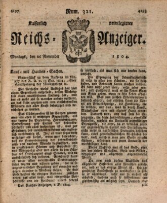 Kaiserlich privilegirter Reichs-Anzeiger (Allgemeiner Anzeiger der Deutschen) Montag 26. November 1804