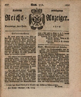 Kaiserlich privilegirter Reichs-Anzeiger (Allgemeiner Anzeiger der Deutschen) Donnerstag 6. Dezember 1804