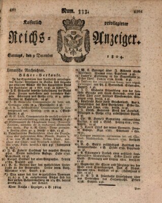 Kaiserlich privilegirter Reichs-Anzeiger (Allgemeiner Anzeiger der Deutschen) Sonntag 9. Dezember 1804