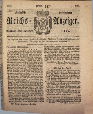 Kaiserlich privilegirter Reichs-Anzeiger (Allgemeiner Anzeiger der Deutschen) Sonntag 23. Dezember 1804