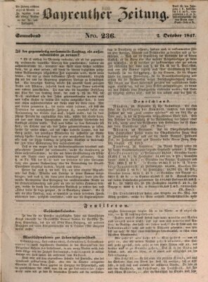 Bayreuther Zeitung Samstag 2. Oktober 1847