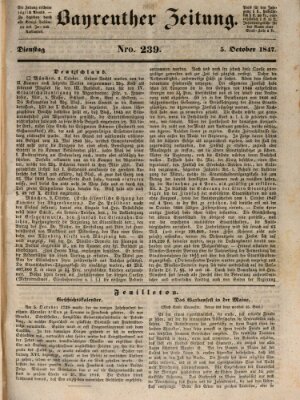 Bayreuther Zeitung Dienstag 5. Oktober 1847