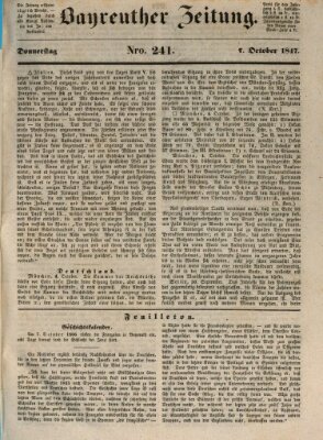 Bayreuther Zeitung Donnerstag 7. Oktober 1847