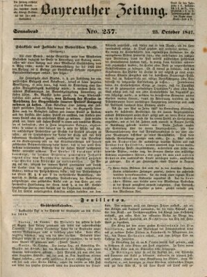 Bayreuther Zeitung Samstag 23. Oktober 1847