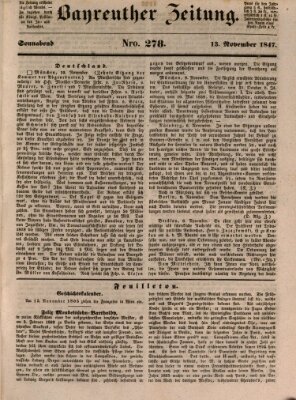 Bayreuther Zeitung Samstag 13. November 1847