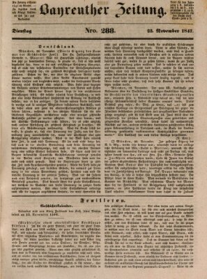 Bayreuther Zeitung Dienstag 23. November 1847