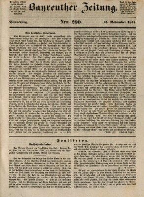 Bayreuther Zeitung Donnerstag 25. November 1847