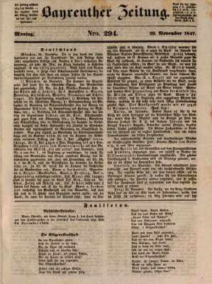 Bayreuther Zeitung Montag 29. November 1847