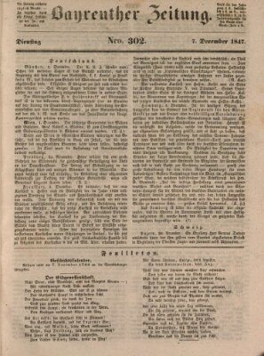 Bayreuther Zeitung Dienstag 7. Dezember 1847