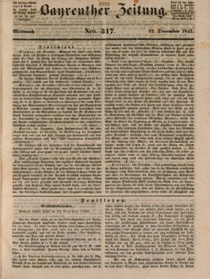 Bayreuther Zeitung Mittwoch 22. Dezember 1847