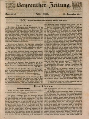 Bayreuther Zeitung Samstag 25. Dezember 1847